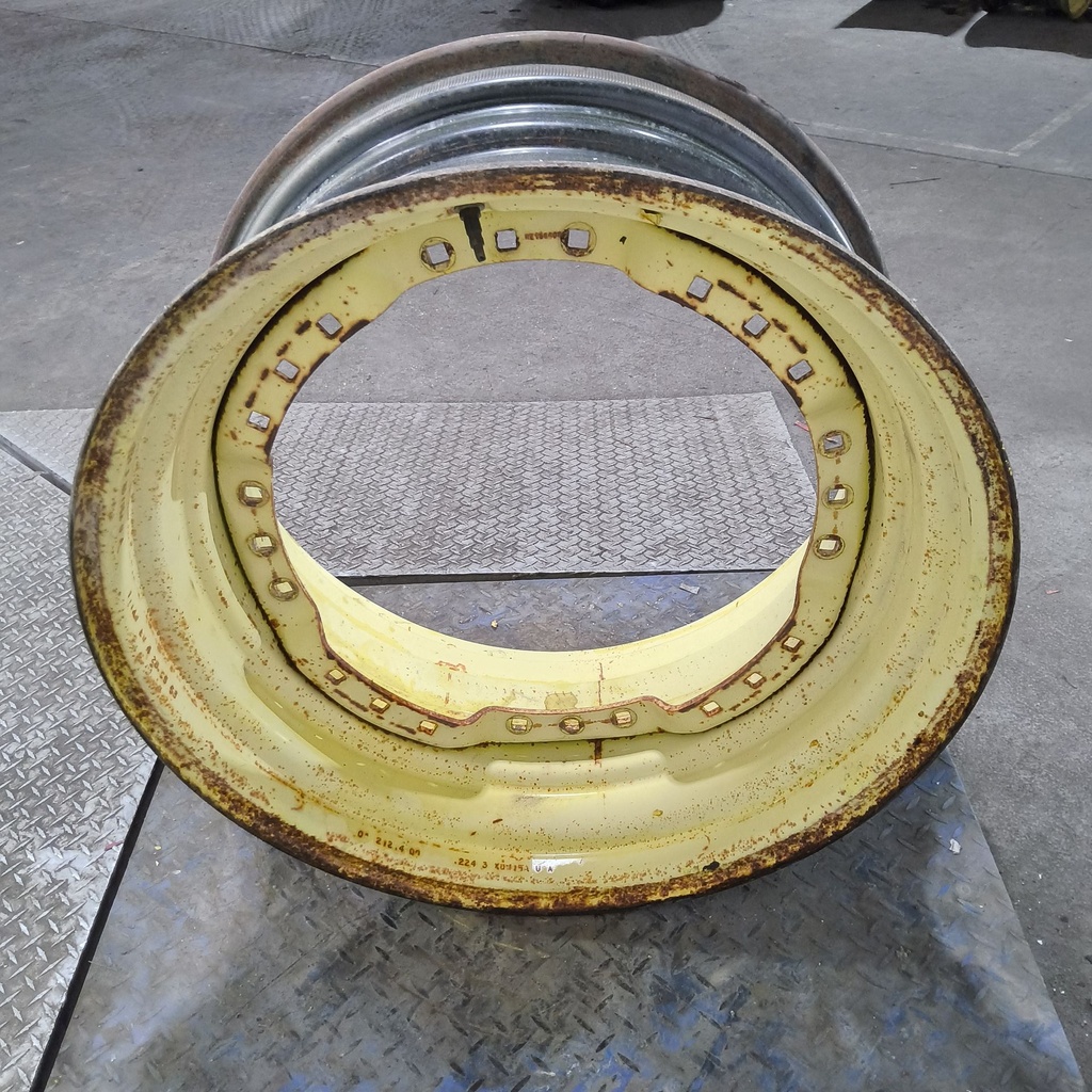 15"W x 30"D, John Deere Yellow 12-Hole Waffle Wheel (Groups of 3 bolts)