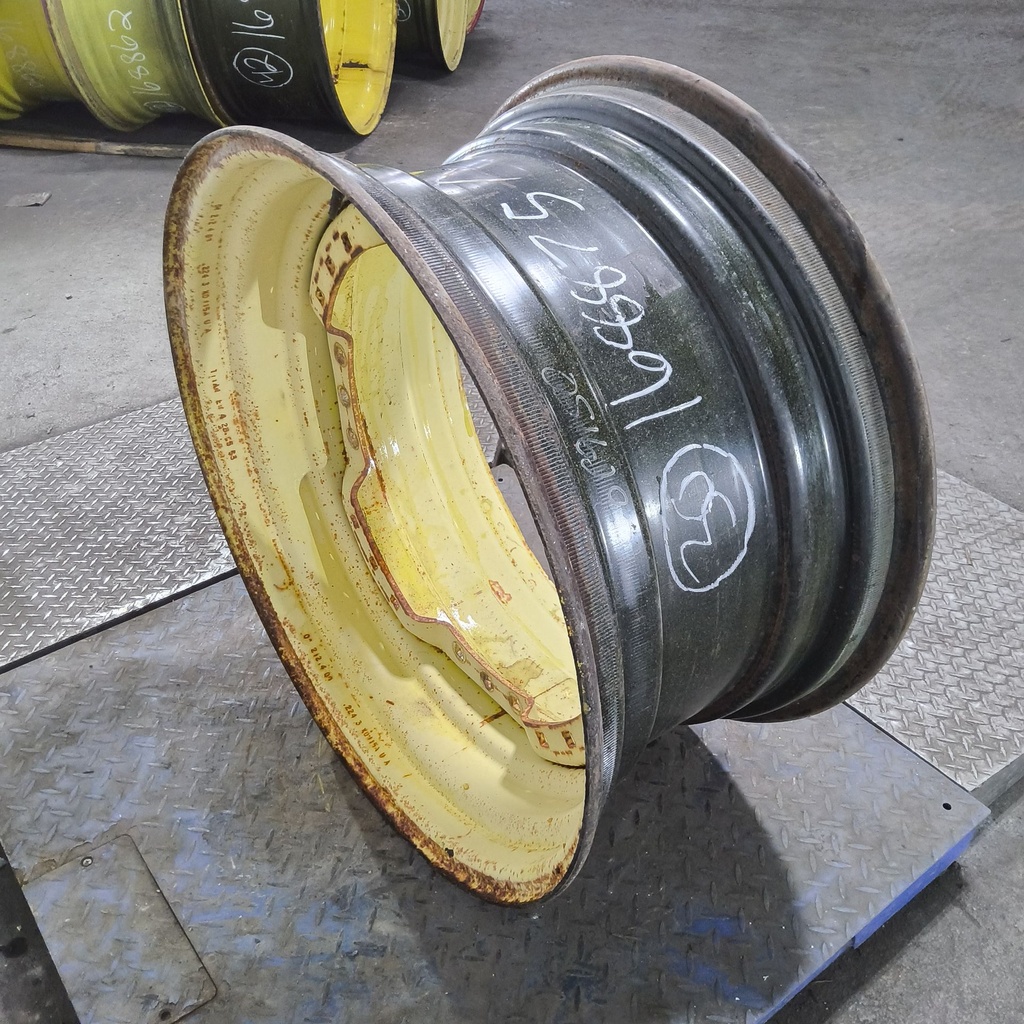 15"W x 30"D, John Deere Yellow 12-Hole Waffle Wheel (Groups of 3 bolts)