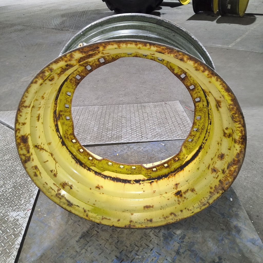 15"W x 30"D, John Deere Yellow 12-Hole Waffle Wheel (Groups of 3 bolts)