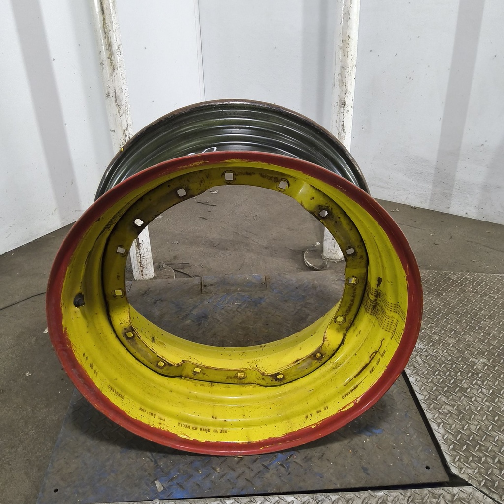 15"W x 30"D, John Deere Yellow 12-Hole Waffle Wheel (Groups of 2 Bolts)