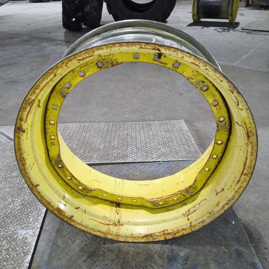 15"W x 34"D, John Deere Yellow 12-Hole Waffle Wheel (Groups of 3 bolts)
