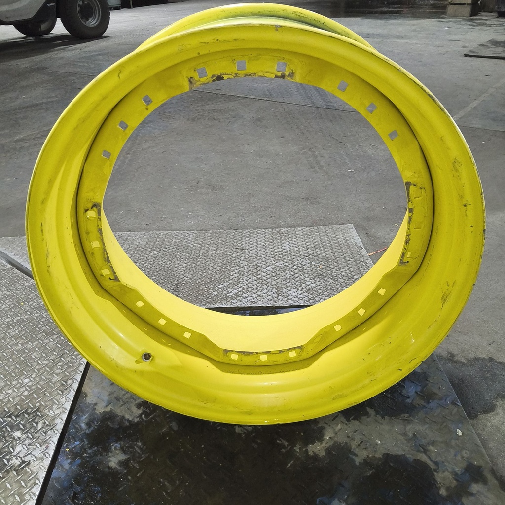 15"W x 34"D, John Deere Yellow 12-Hole Waffle Wheel (Groups of 3 bolts)
