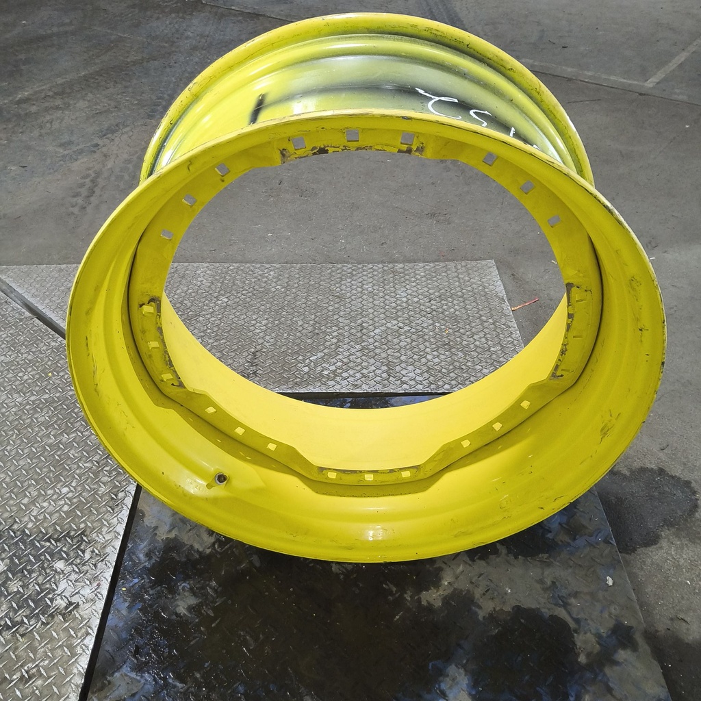 15"W x 34"D, John Deere Yellow 12-Hole Waffle Wheel (Groups of 3 bolts)