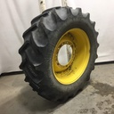 480/70R34 Goodyear Farm DT810 Super Traction R-1W on John Deere Yellow 12-Hole Waffle Wheel (Groups of 3 bolts) 65%