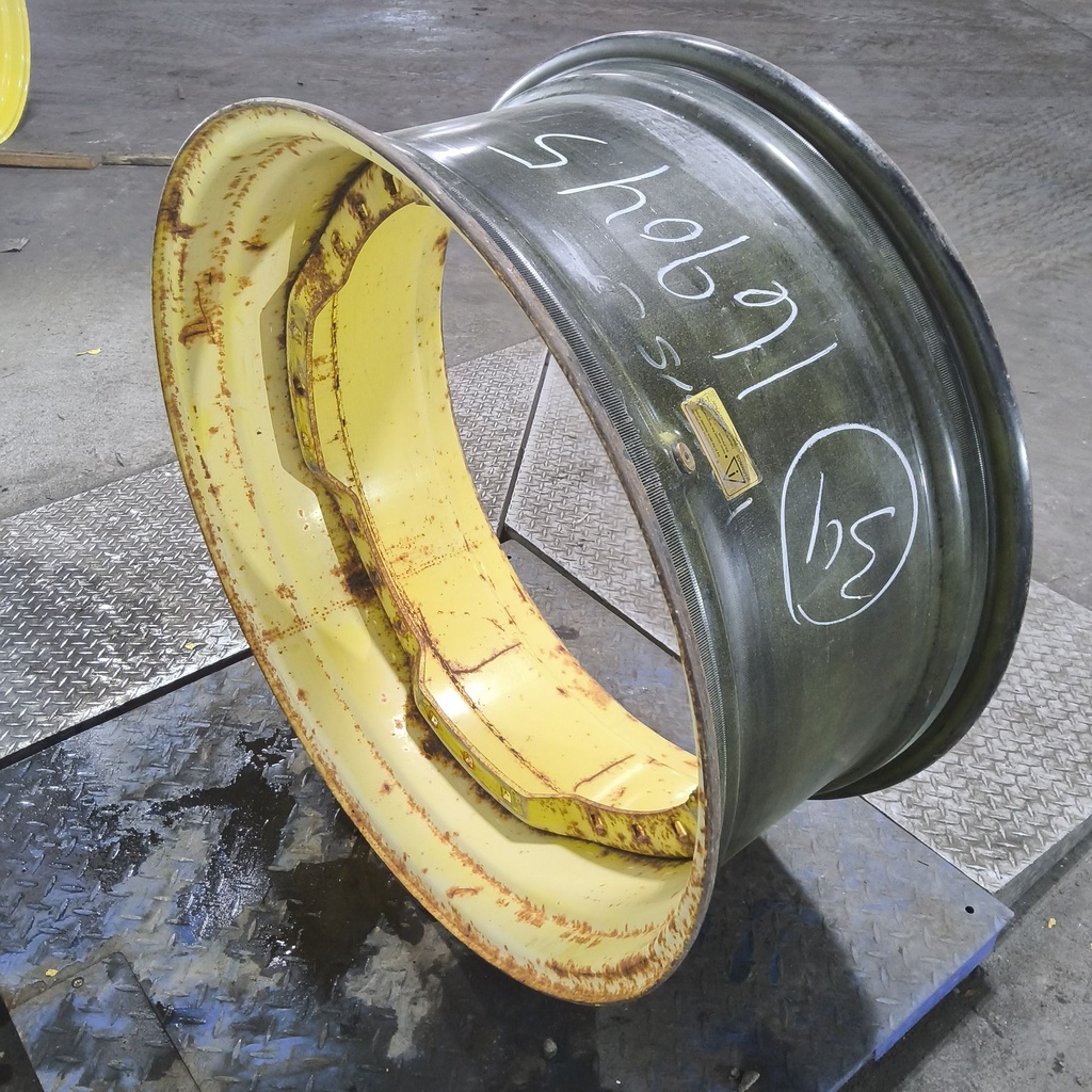 15"W x 34"D, John Deere Yellow 12-Hole Waffle Wheel (Groups of 3 bolts)