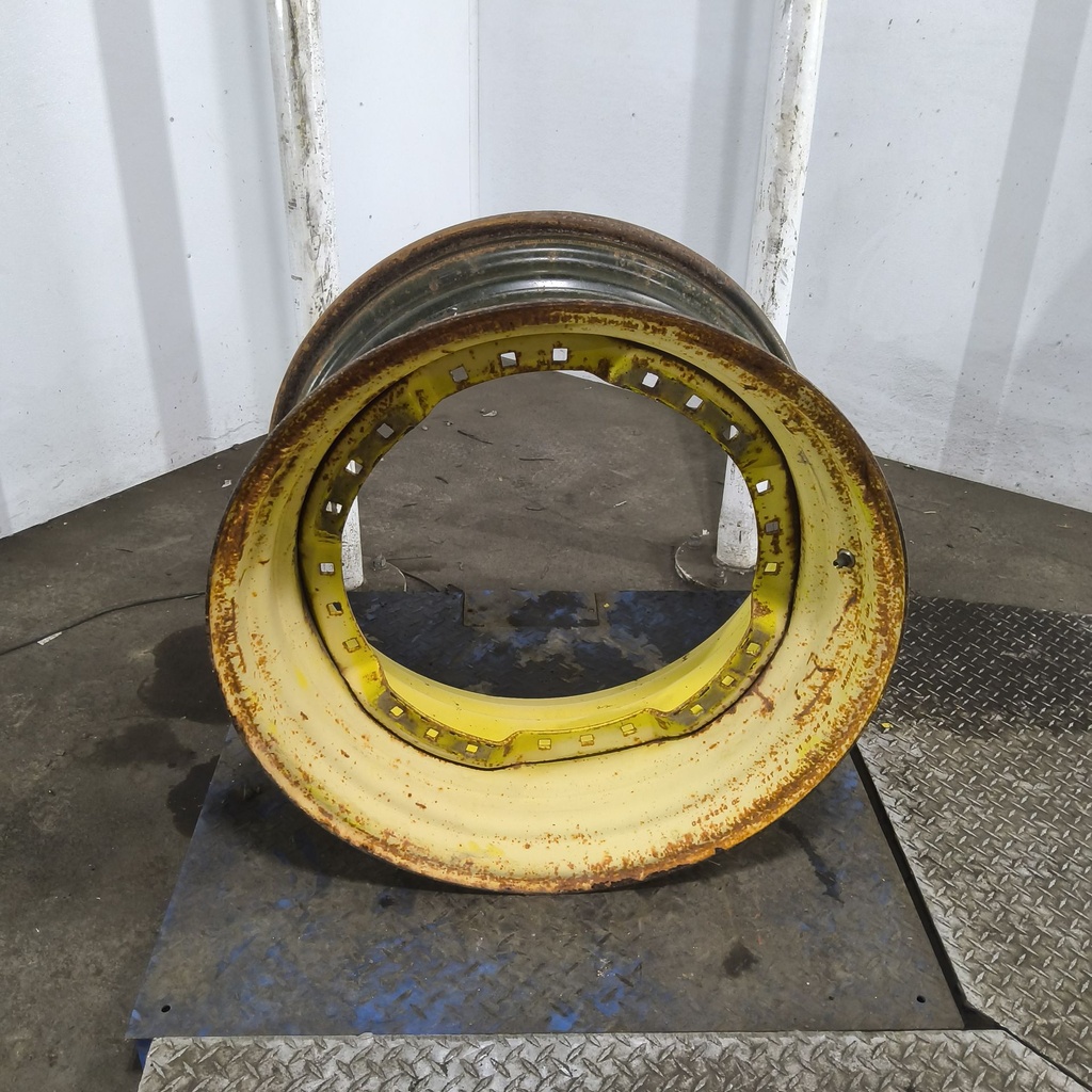 15"W x 30"D, John Deere Yellow 12-Hole Waffle Wheel (Groups of 3 bolts)