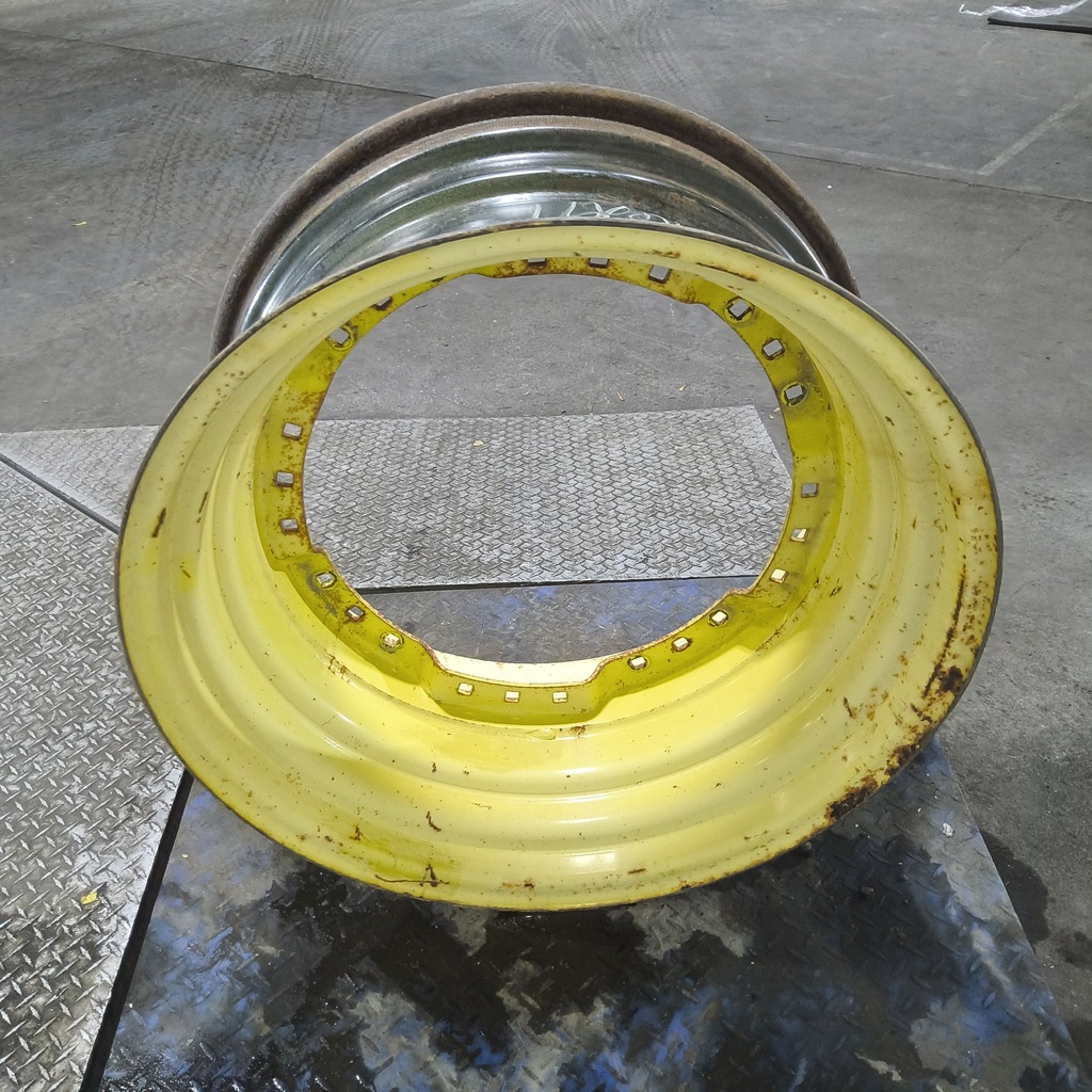 15"W x 30"D, John Deere Yellow 12-Hole Waffle Wheel (Groups of 3 bolts)
