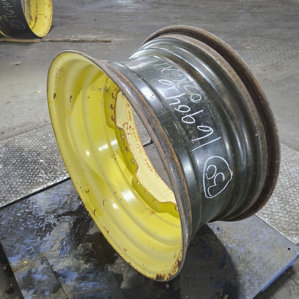 15"W x 30"D, John Deere Yellow 12-Hole Waffle Wheel (Groups of 3 bolts)