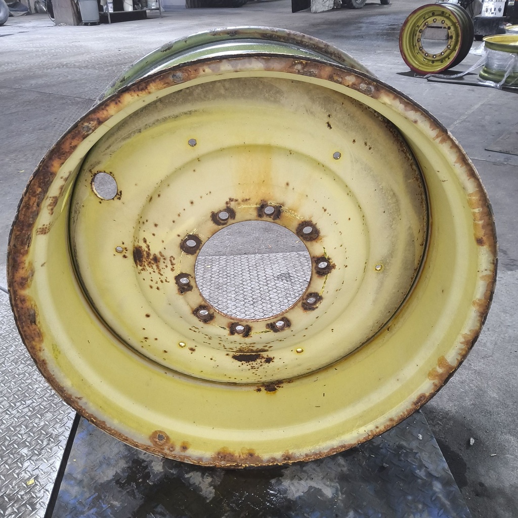 16"W x 38"D, John Deere Yellow 10-Hole Formed Plate , -3.38" Offset