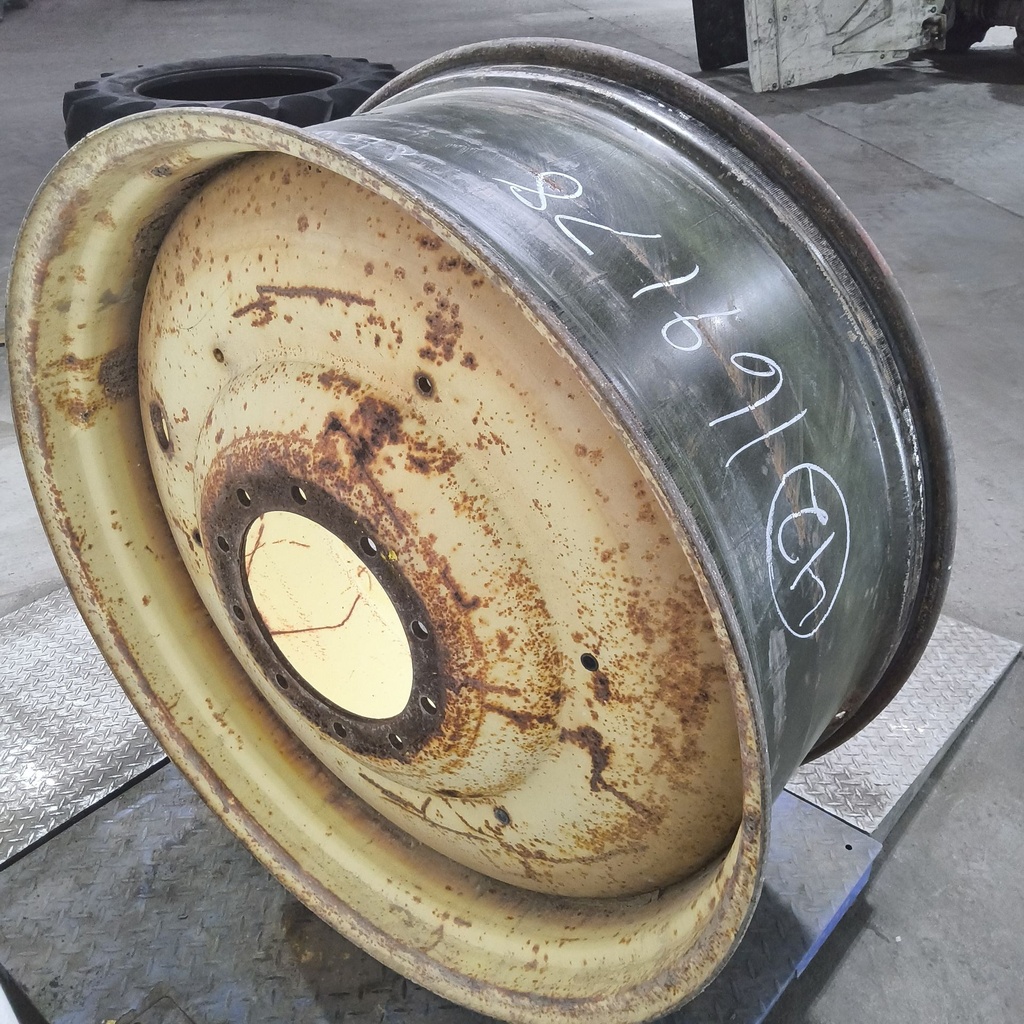 18"W x 42"D, John Deere Yellow 10-Hole Formed Plate , -9" Offset