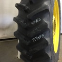 480/80R42 Firestone Radial Deep Tread 23 R-1W on John Deere Yellow 10-Hole Formed Plate W/Weight Holes 75%
