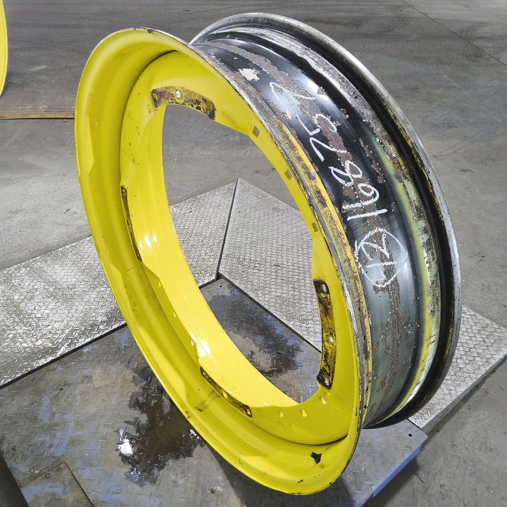 10"W x 42"D, John Deere Yellow 12-Hole Waffle Wheel (Groups of 3 bolts) , 5.75" Offset