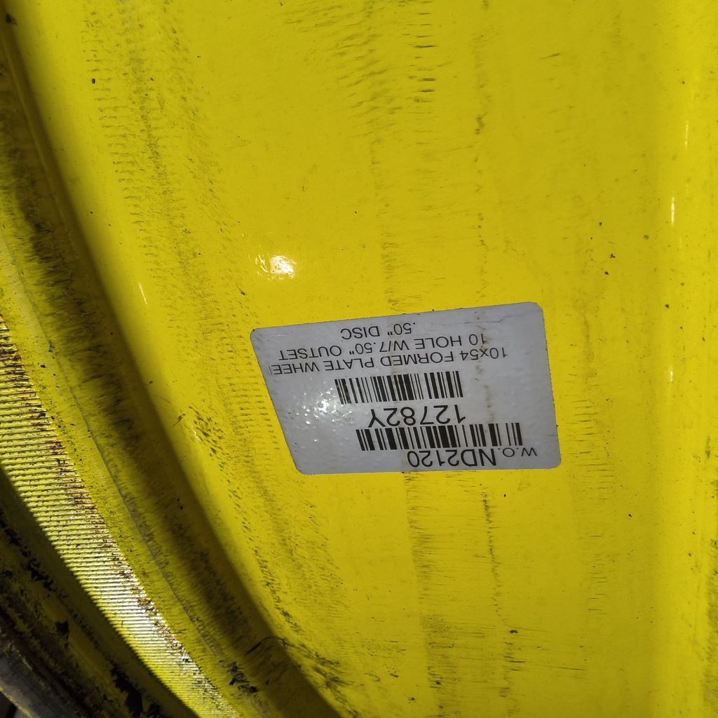 10"W x 54"D, John Deere Yellow 10-Hole Formed Plate , -7.75" Offset