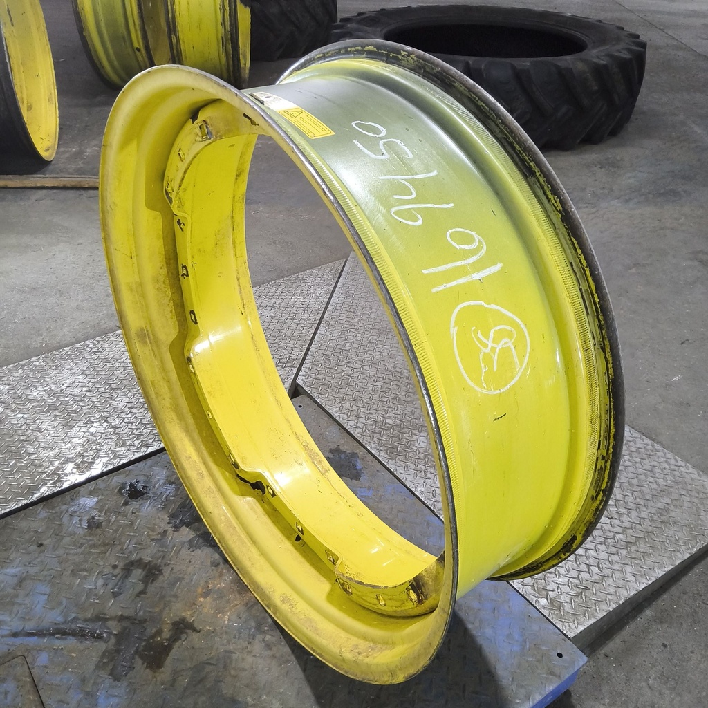 12"W x 38"D, John Deere Yellow 12-Hole Waffle Wheel (Groups of 3 bolts)