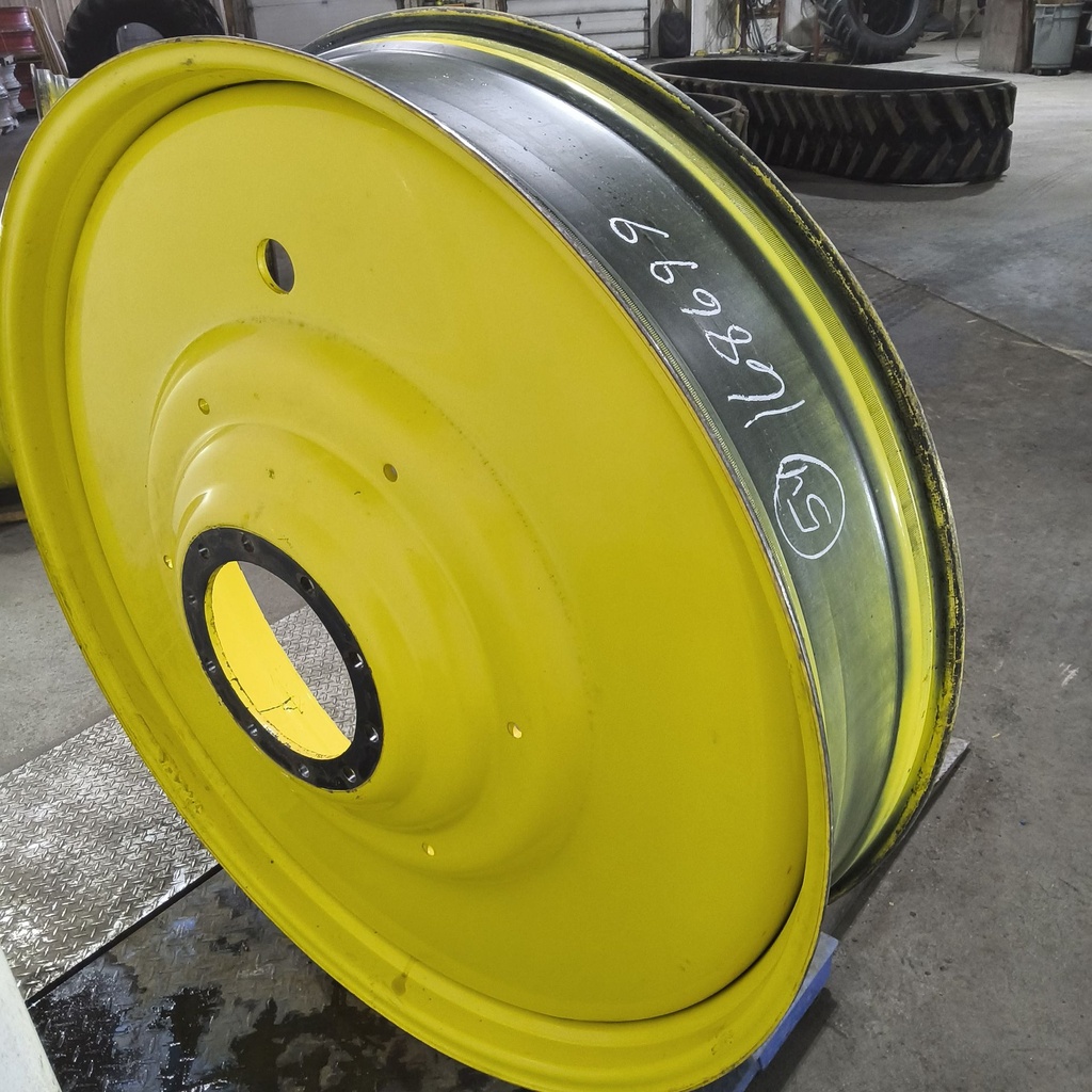 12"W x 54"D, John Deere Yellow 10-Hole Formed Plate , -9.12" Offset