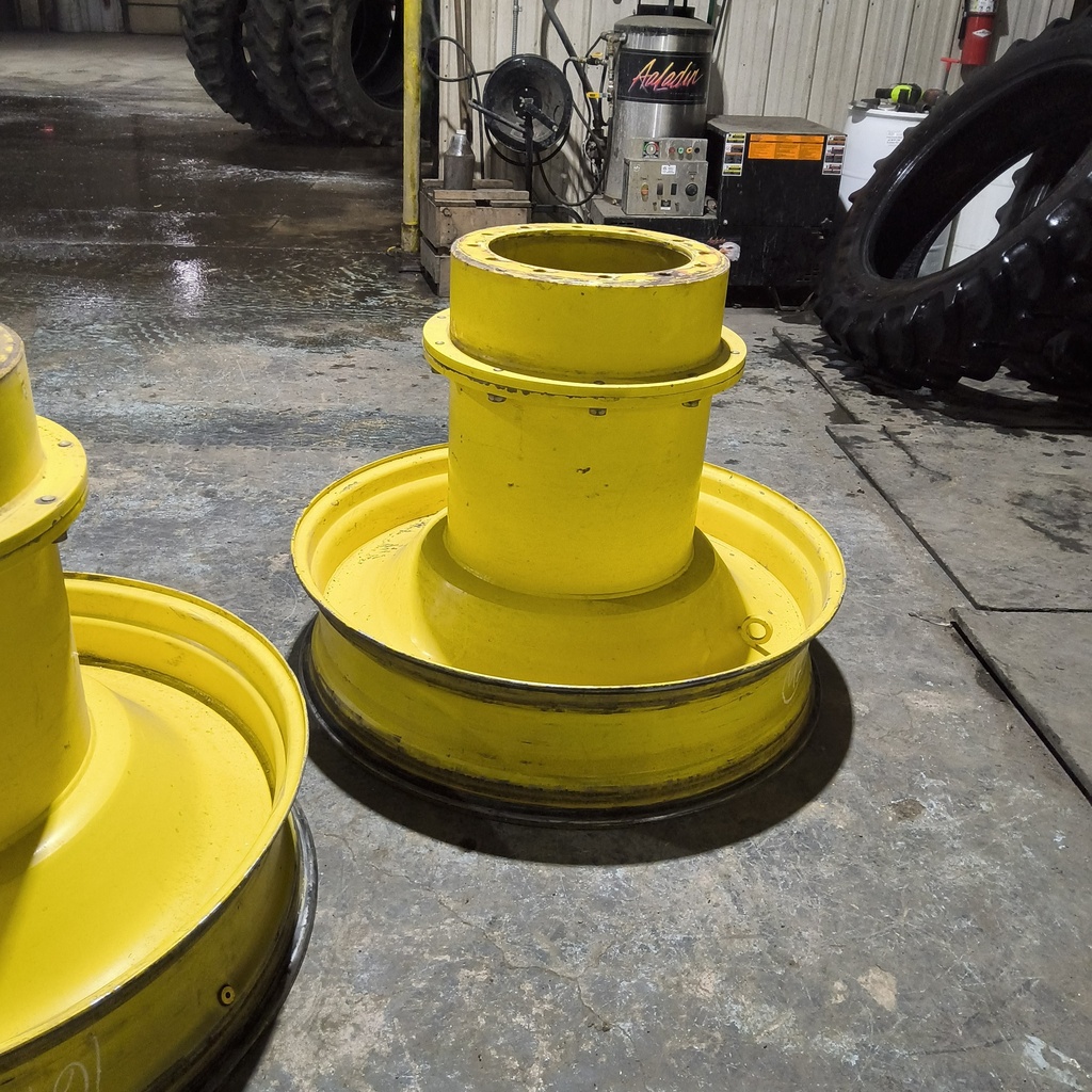 10"W x 42"D, John Deere Yellow 12-Hole FWA Direct Bolt Dual , -21.75" Offset