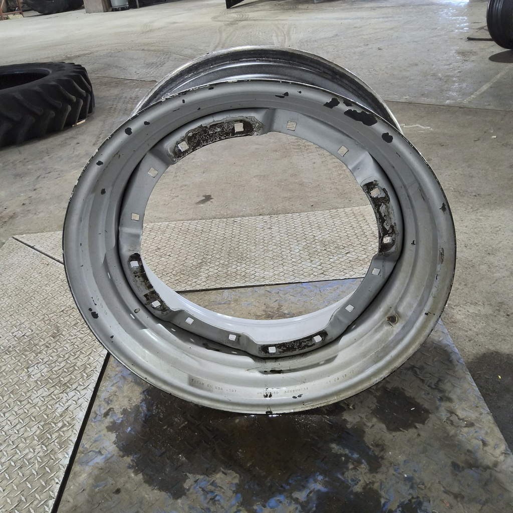 13"W x 30"D, Case IH Silver Mist 8-Hole Waffle Wheel (Groups of 2 Bolts)