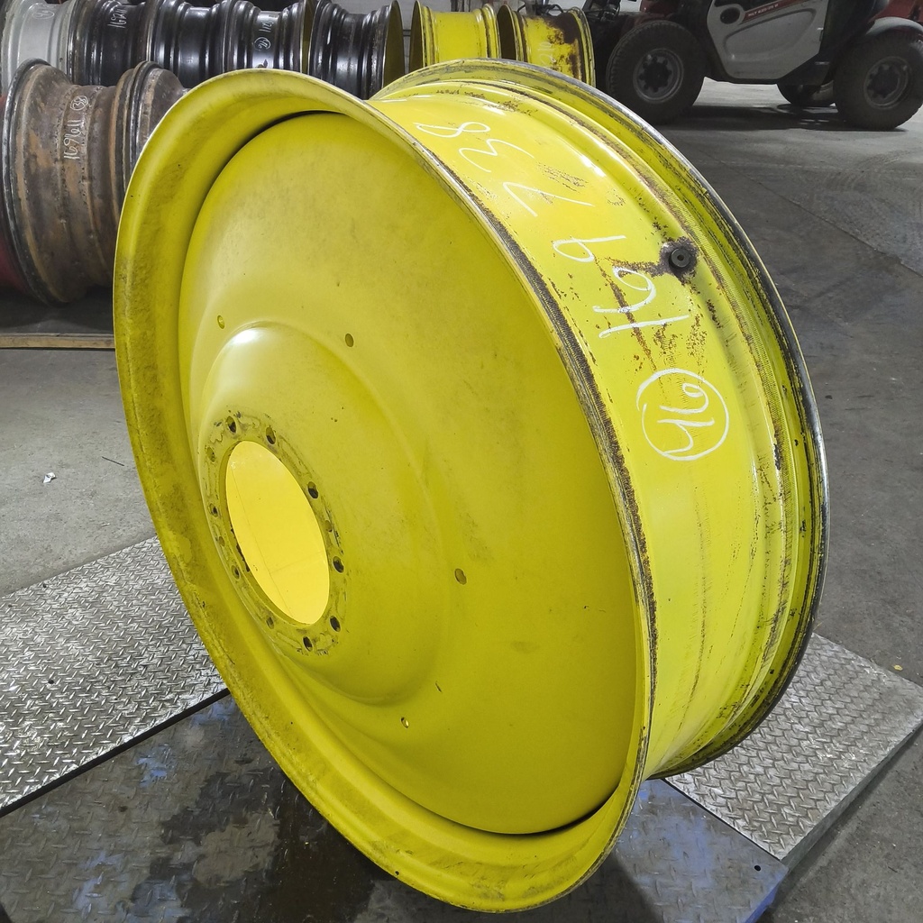 13"W x 46"D, John Deere Yellow 10-Hole Formed Plate , -9.88" Offset
