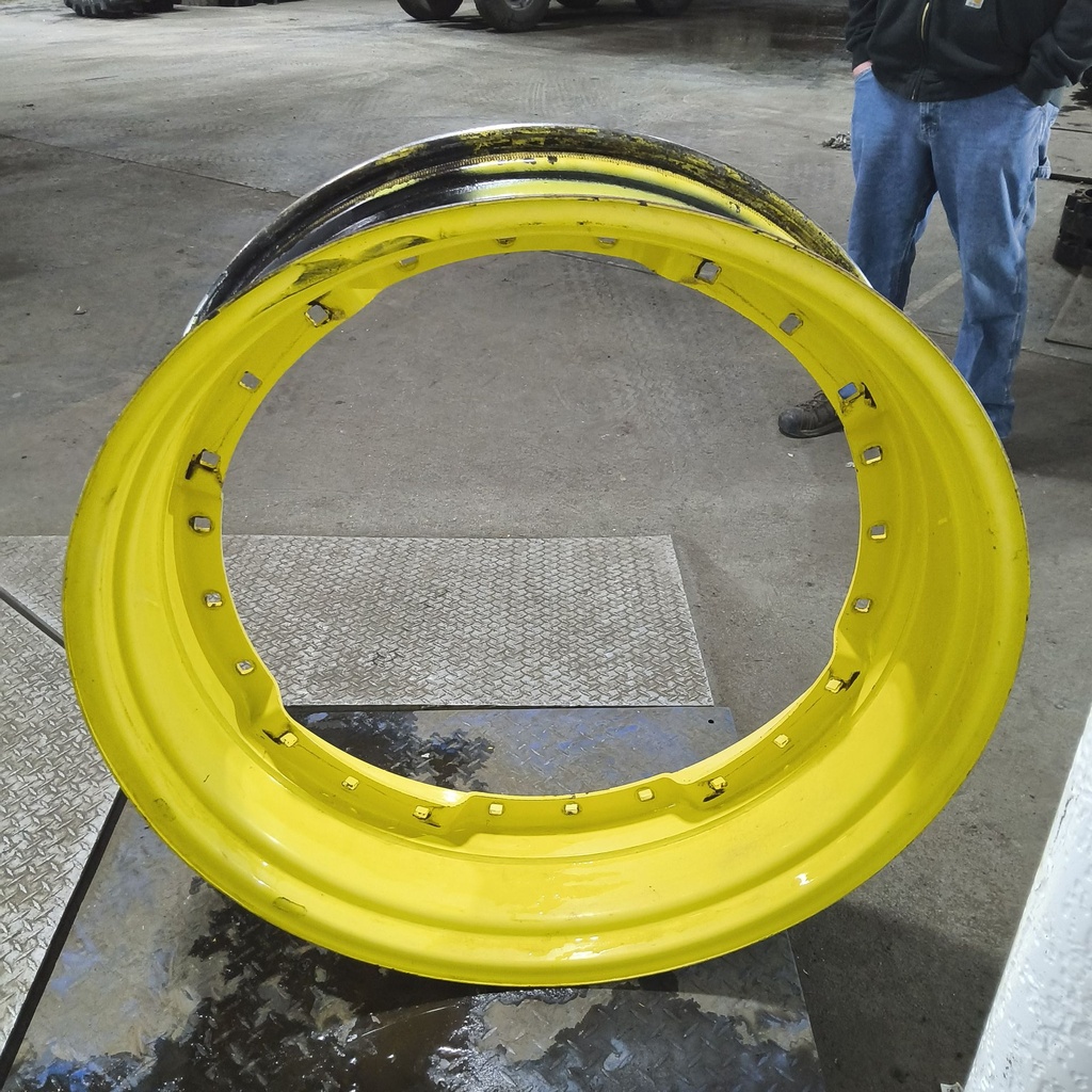 12"W x 38"D, John Deere Yellow 12-Hole Waffle Wheel (Groups of 3 bolts)