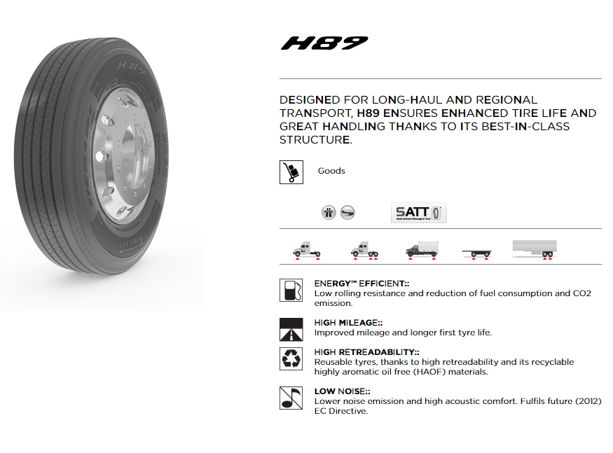 11/R22.5 Pirelli H89S Premium Steer Commercial, H (16 Ply)