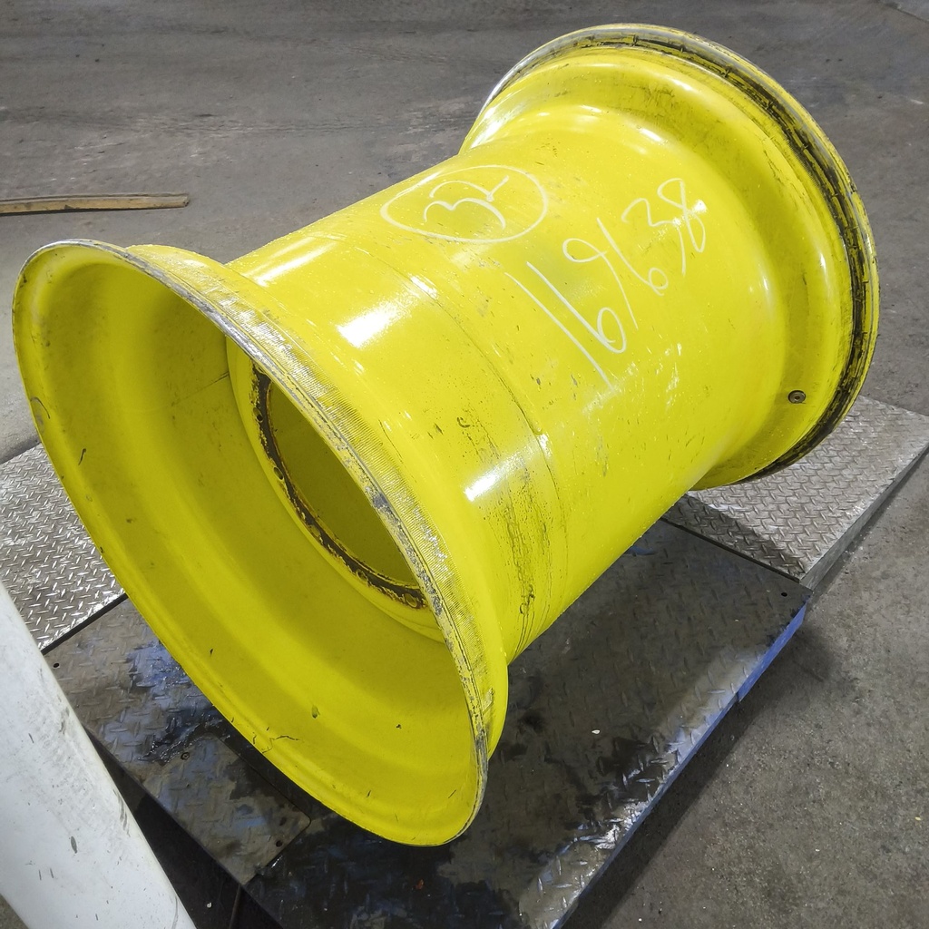36"W x 32"D, John Deere Yellow 12-Hole Formed Plate , -9.88" Offset