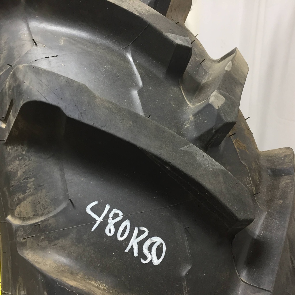 480/80R50 Michelin AgriBib 2 R-1W on John Deere Yellow 12-Hole Stub Disc 99%