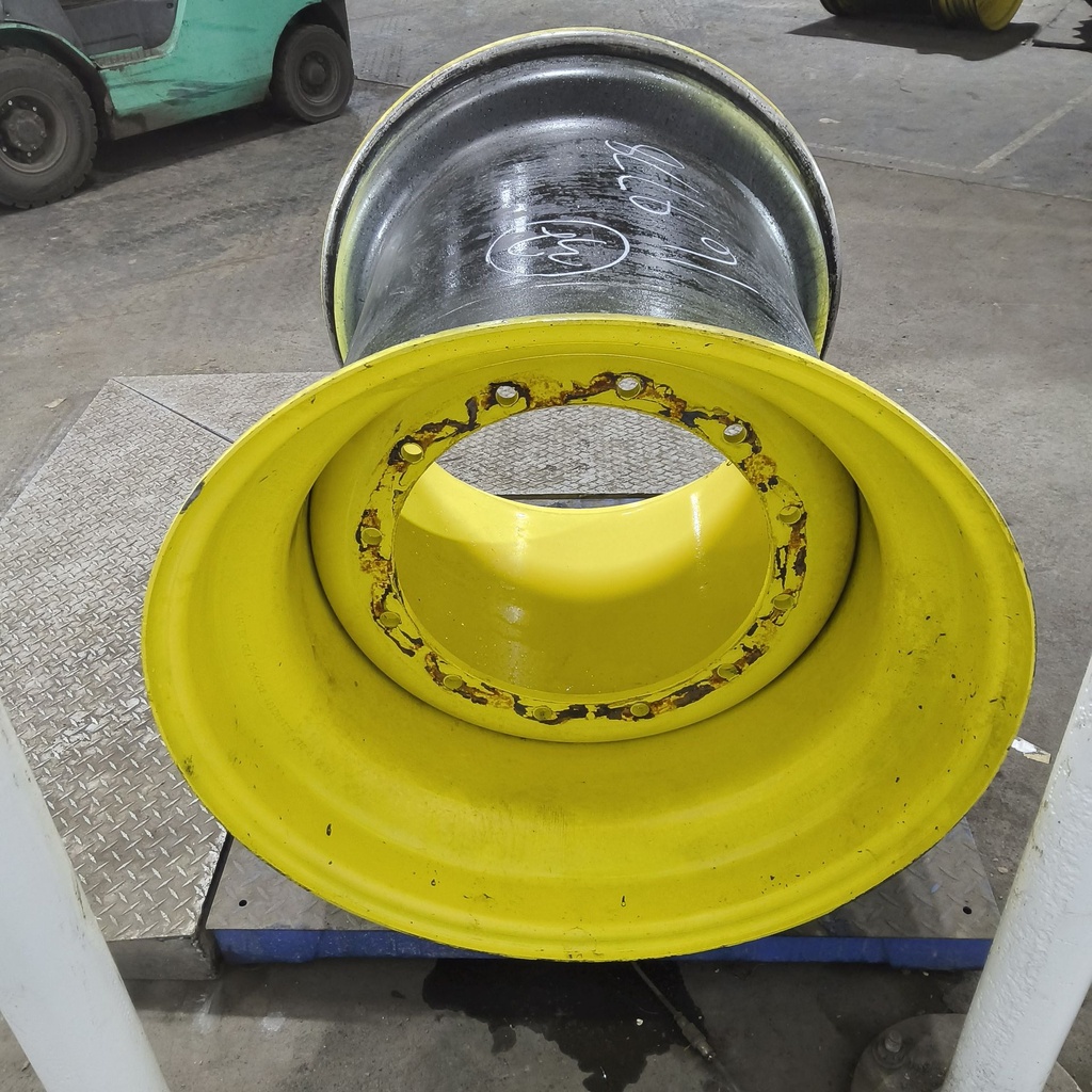 36"W x 32"D, John Deere Yellow 12-Hole Formed Plate , -9.88" Offset