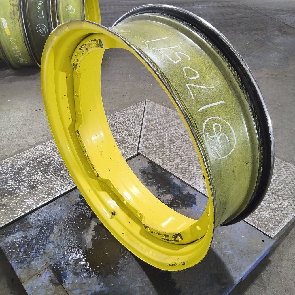 12"W x 38"D, John Deere Yellow 12-Hole Waffle Wheel (Groups of 3 bolts)