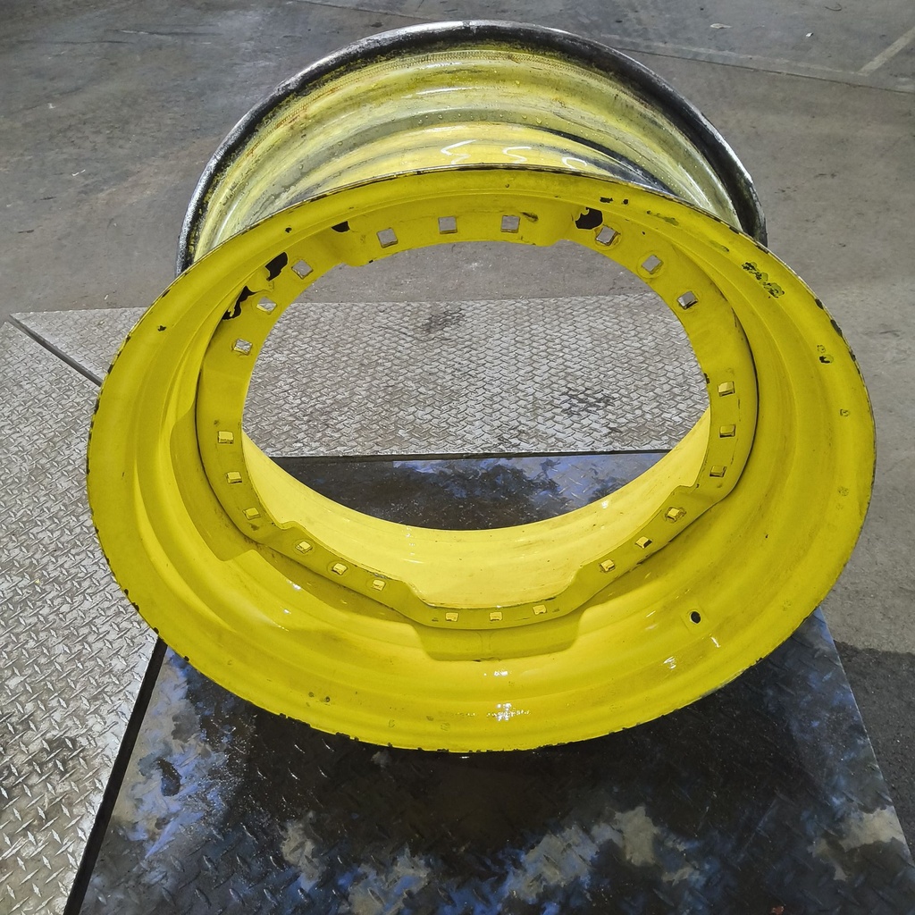 15"W x 30"D, John Deere Yellow 12-Hole Waffle Wheel (Groups of 3 bolts)