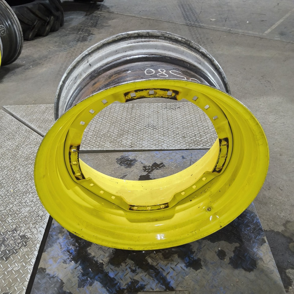 15"W x 30"D, John Deere Yellow 12-Hole Waffle Wheel (Groups of 3 bolts)