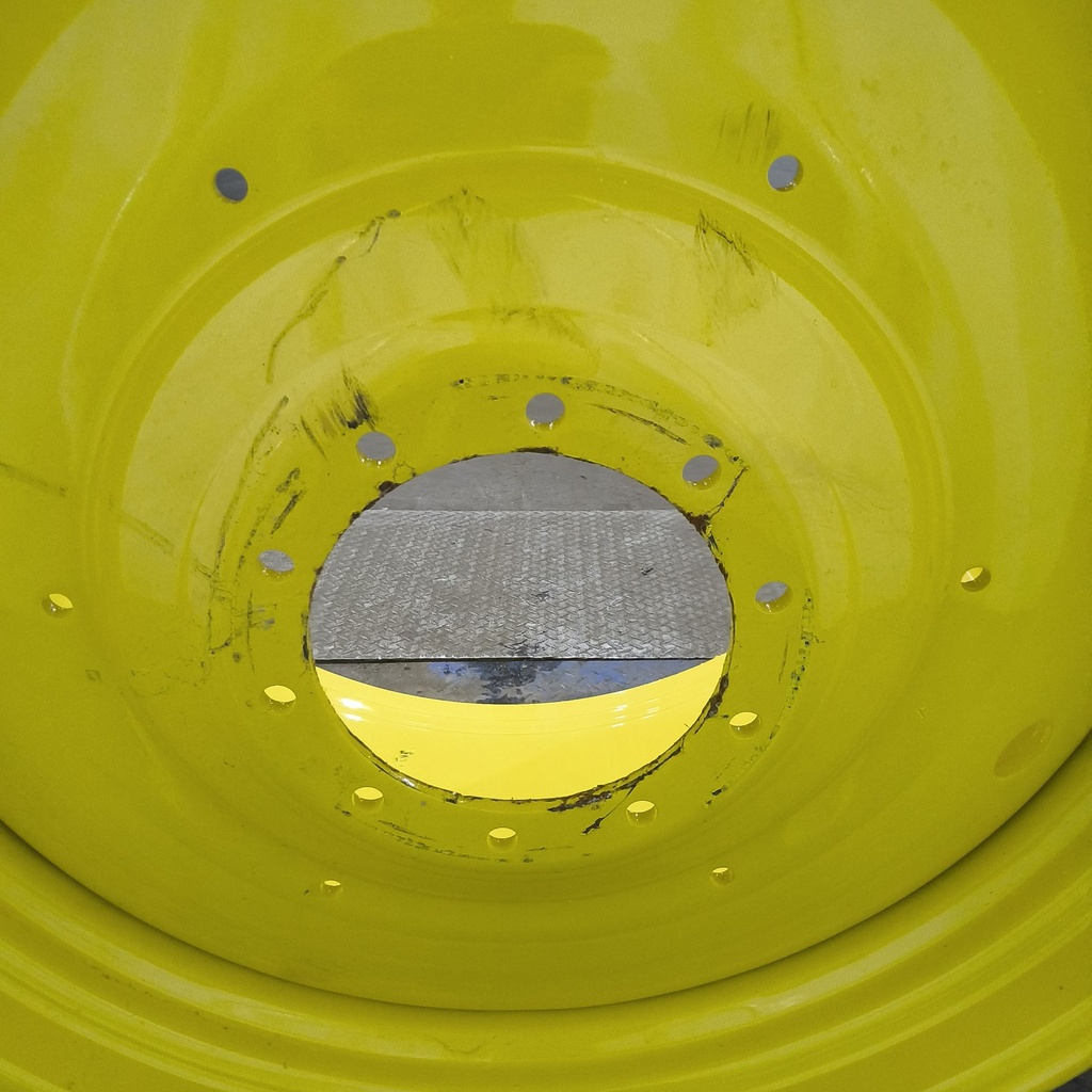 28"W x 46"D, John Deere Yellow 10-Hole Formed Plate , -14.38" Offset