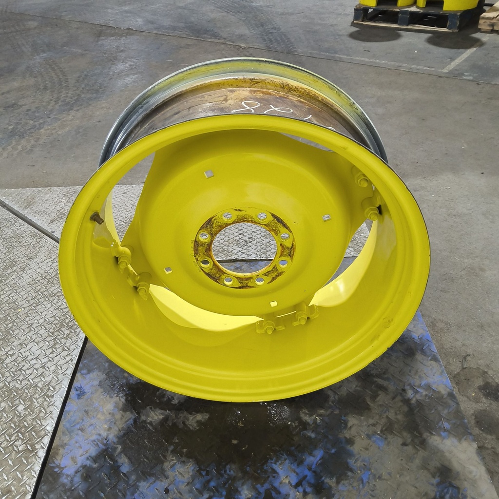 12"W x 28"D, John Deere Yellow 8-Hole Rim with Clamp/Loop Style (groups of 2 bolts)