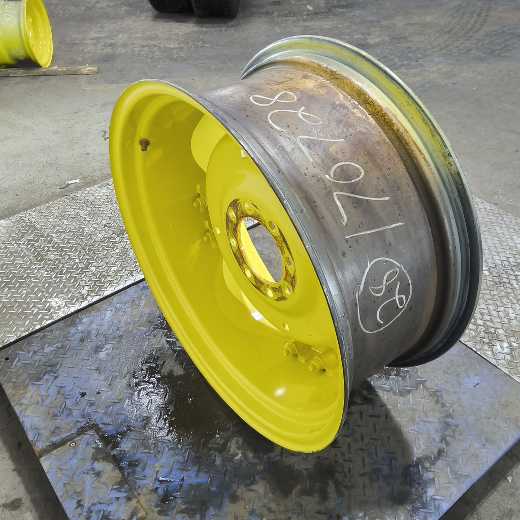 12"W x 28"D, John Deere Yellow 8-Hole Rim with Clamp/Loop Style (groups of 2 bolts)