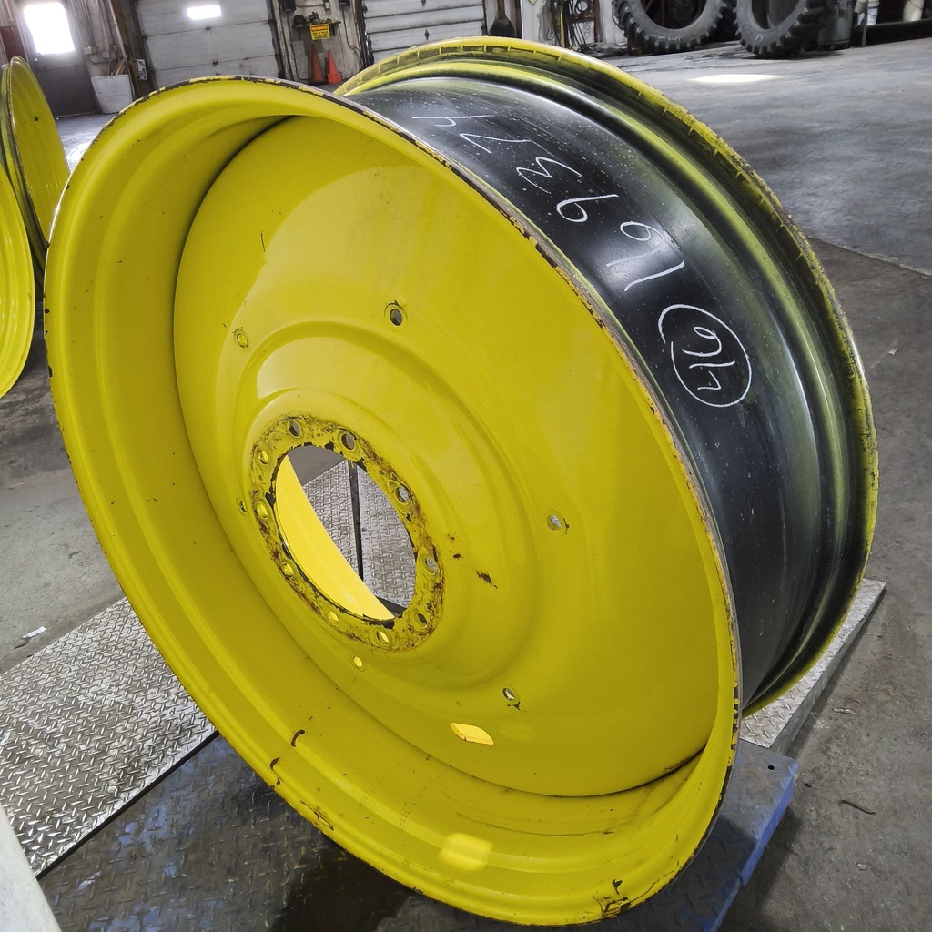 16"W x 46"D, John Deere Yellow 10-Hole Formed Plate , -6.88" Offset