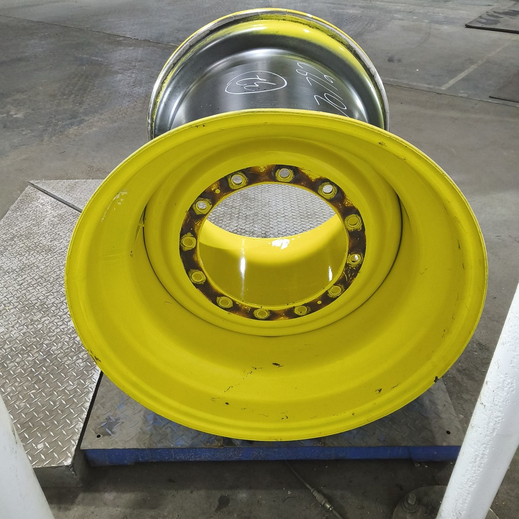 36"W x 32"D, John Deere Yellow 12-Hole Formed Plate , -9.88" Offset
