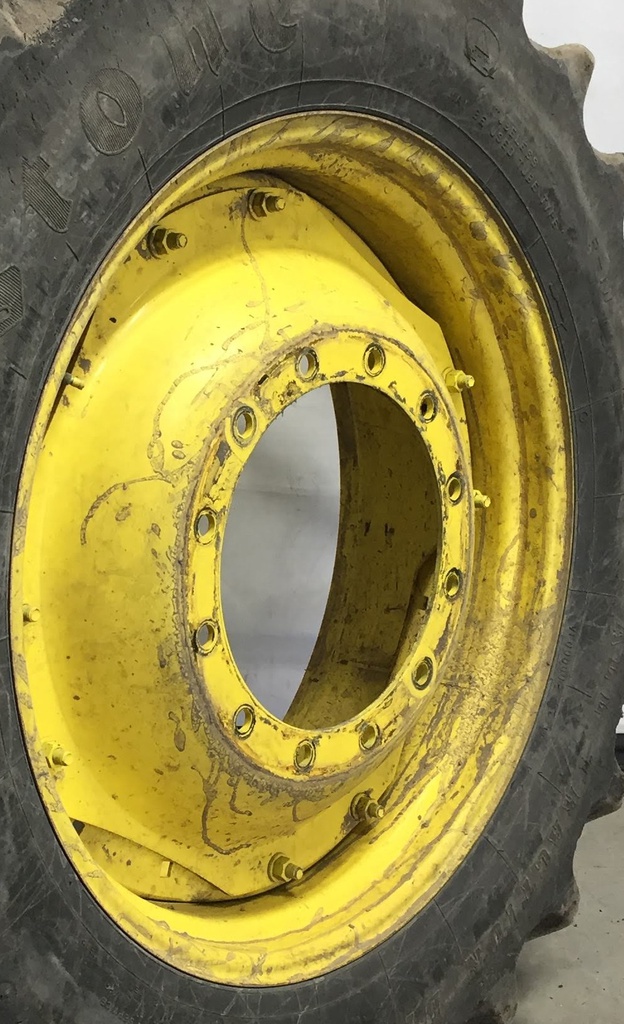 13"W x 34"D, John Deere Yellow 8-Hole Waffle Wheel (Groups of 2 bolts)