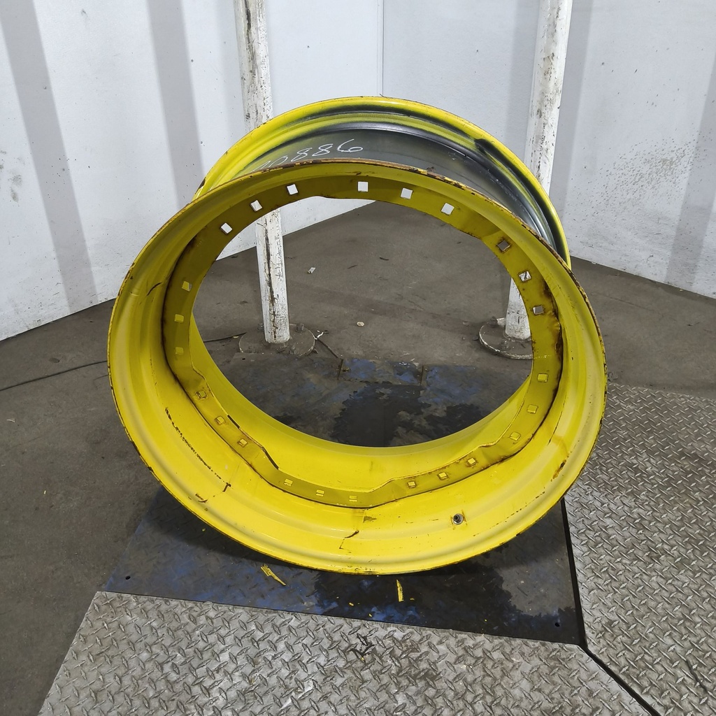 15"W x 34"D, John Deere Yellow 12-Hole Waffle Wheel (Groups of 3 bolts)