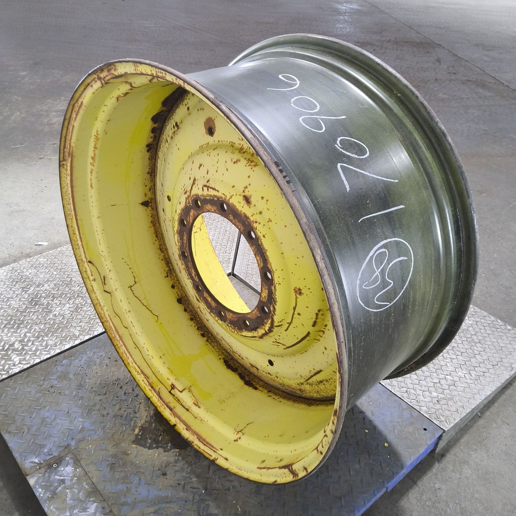 18"W x 38"D, John Deere Yellow 10-Hole Formed Plate , -3.25" Offset