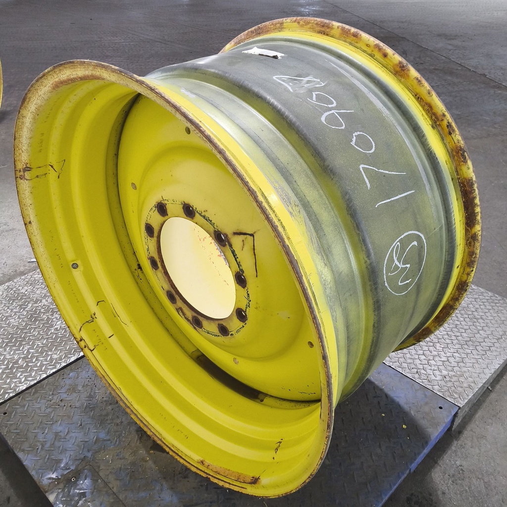 23"W x 38"D, John Deere Yellow 10-Hole Formed Plate , -5.88" Offset