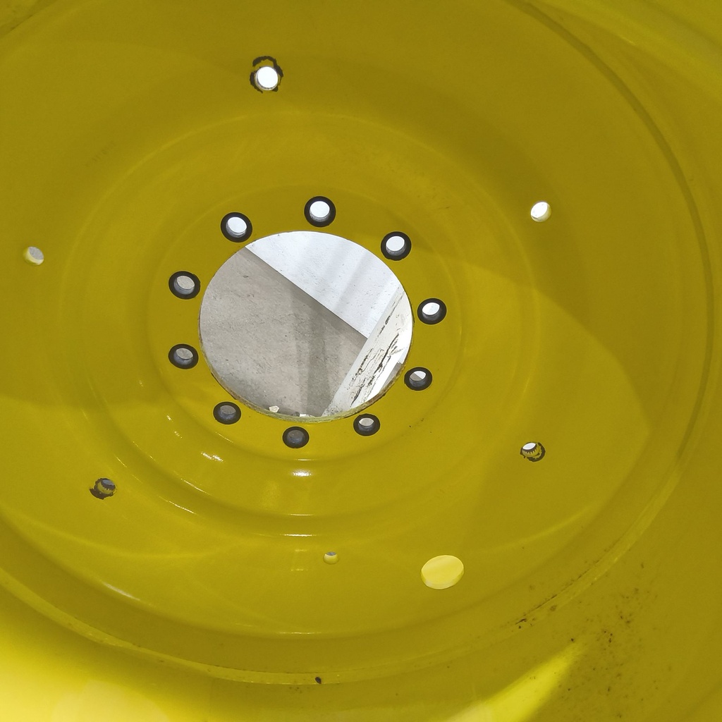 27"W x 38"D, John Deere Yellow 10-Hole Formed Plate , -11.38" Offset