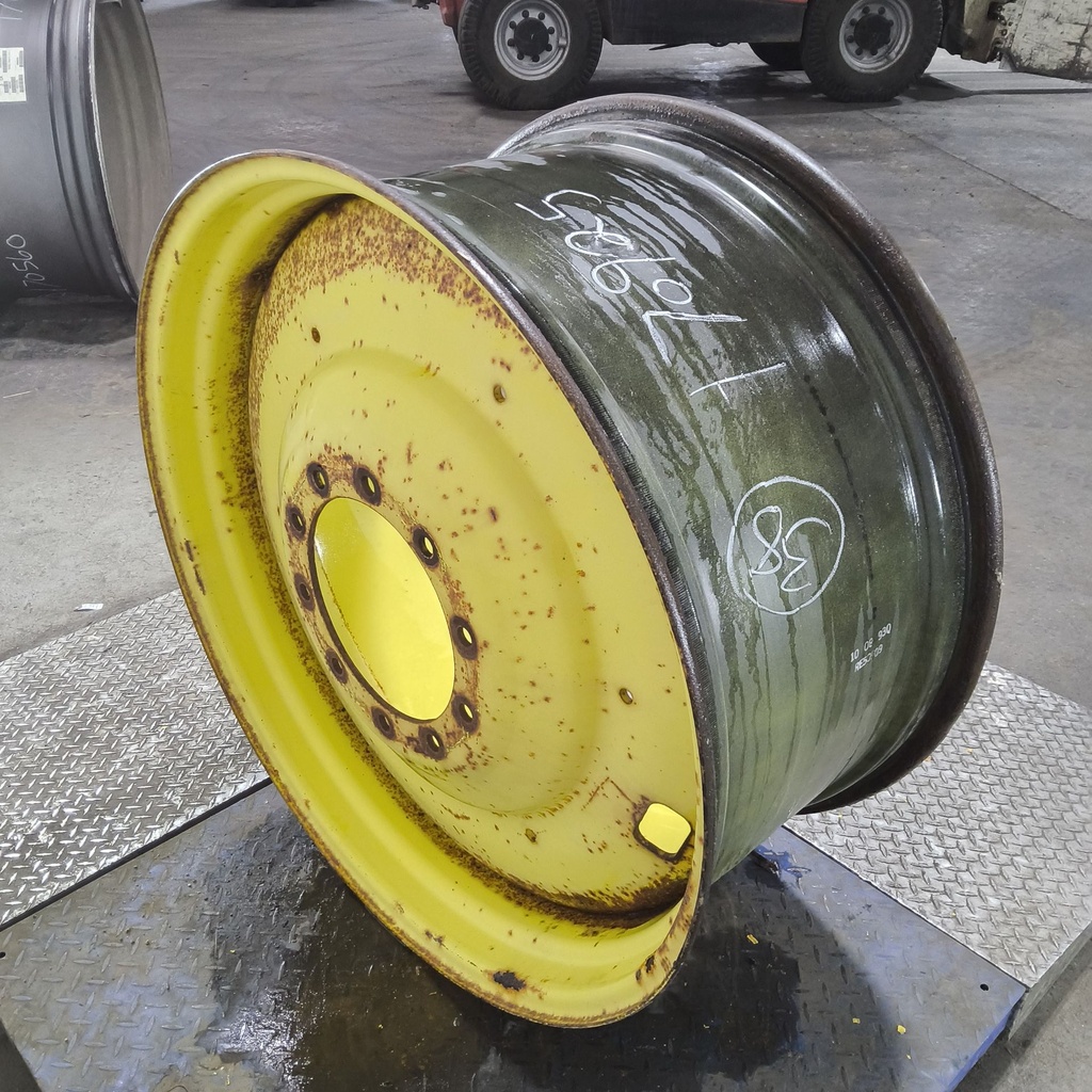 18"W x 38"D, John Deere Yellow 10-Hole Formed Plate , -9" Offset