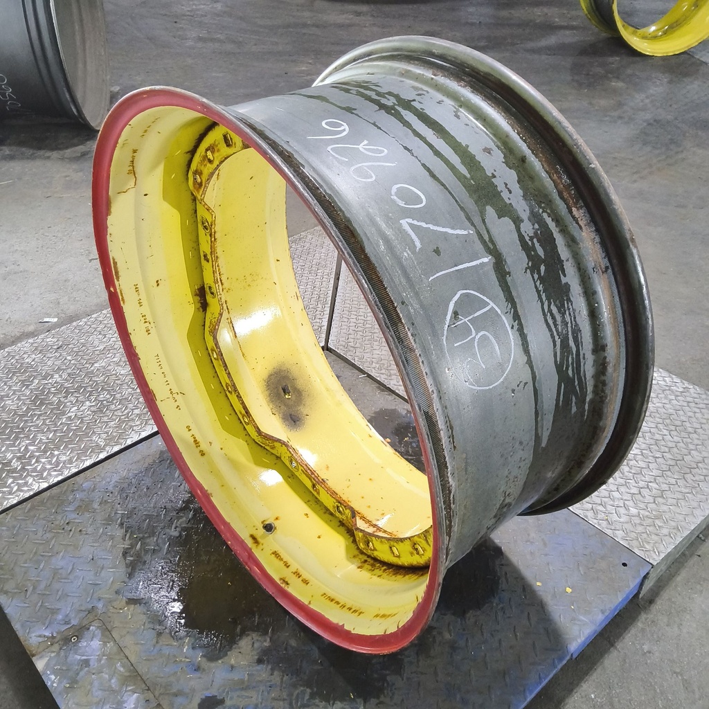 16"W x 34"D, John Deere Yellow 12-Hole Waffle Wheel (Groups of 3 bolts)
