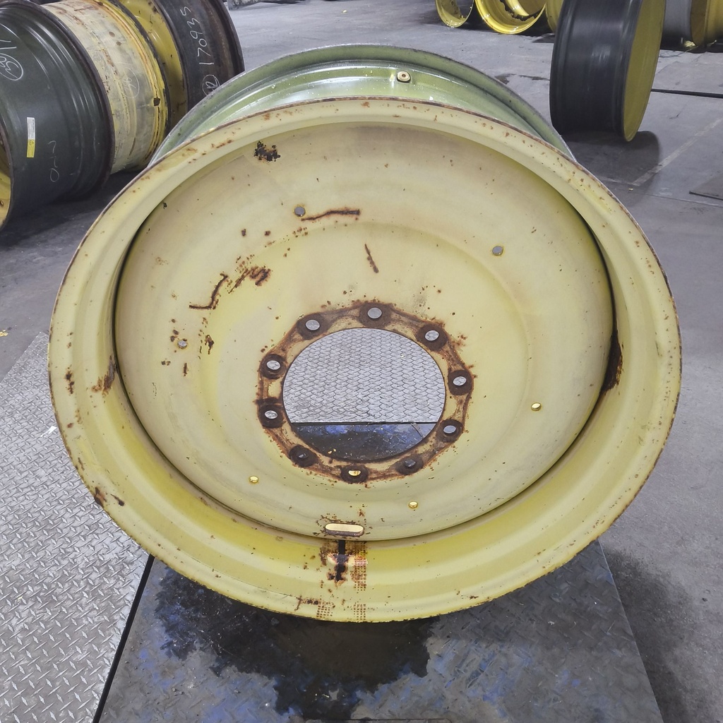 16"W x 38"D, John Deere Yellow 10-Hole Formed Plate , -6.88" Offset