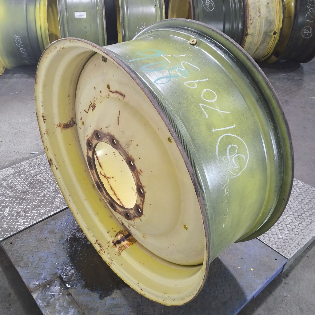 16"W x 38"D, John Deere Yellow 10-Hole Formed Plate , -6.88" Offset