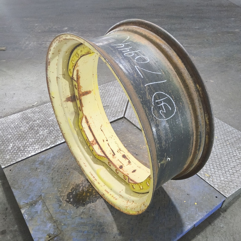 13"W x 34"D, John Deere Yellow 12-Hole Waffle Wheel (Groups of 3 bolts)