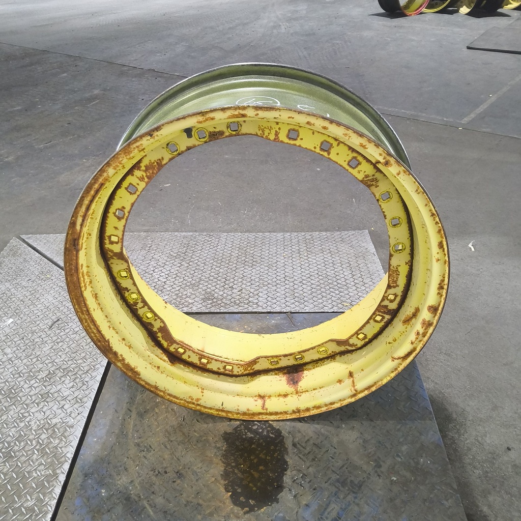 13"W x 34"D, John Deere Yellow 12-Hole Waffle Wheel (Groups of 3 bolts)