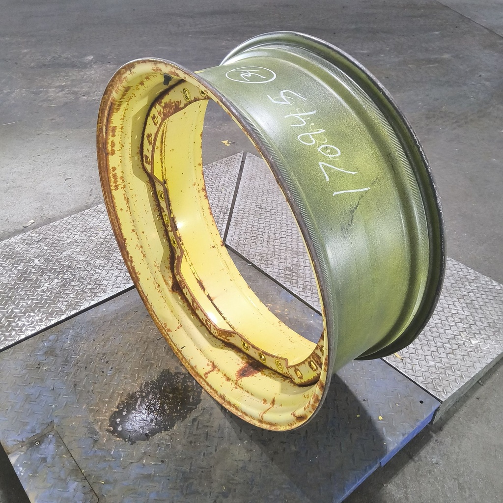 13"W x 34"D, John Deere Yellow 12-Hole Waffle Wheel (Groups of 3 bolts)