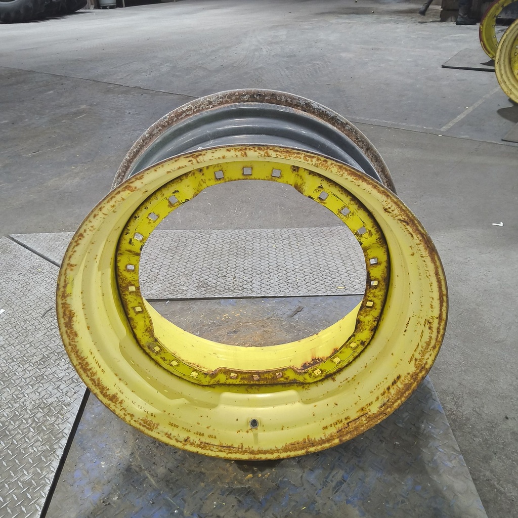 15"W x 30"D, John Deere Yellow 12-Hole Waffle Wheel (Groups of 3 bolts)