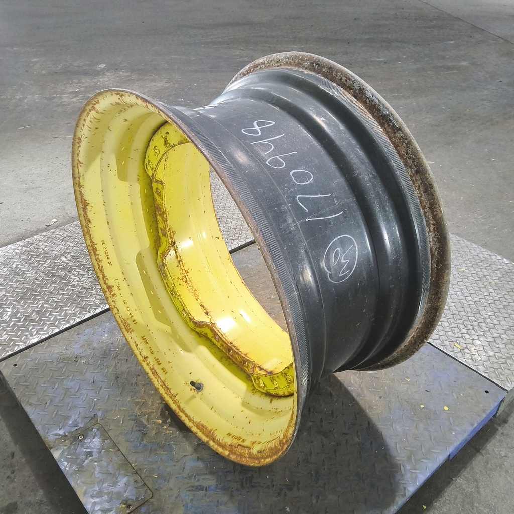 15"W x 30"D, John Deere Yellow 12-Hole Waffle Wheel (Groups of 3 bolts)