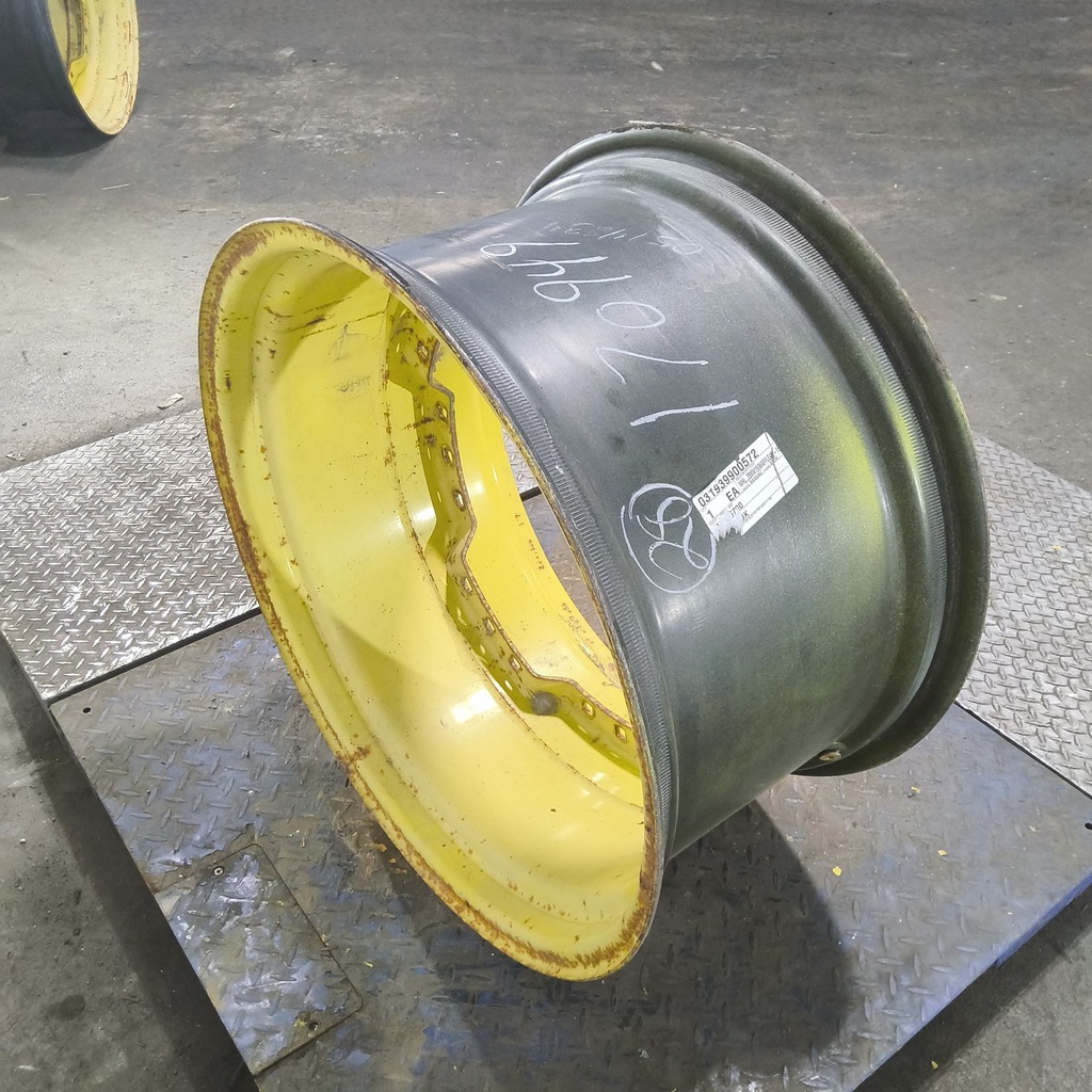 15"W x 28"D, John Deere Yellow 12-Hole Waffle Wheel (Groups of 3 bolts)